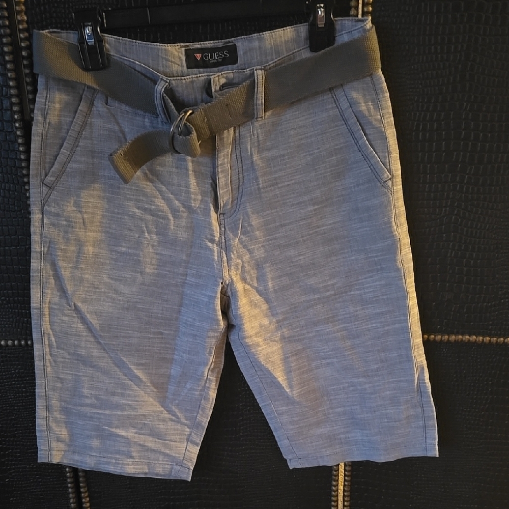 Guess Gray Flat Front Shorts with Fabric Belt